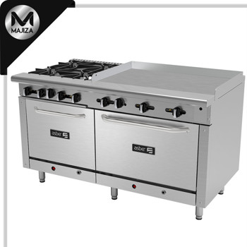 Producto - AEMR-2-G36-B4-60-H -4 FUEGOS ABIERTOS + PLANCHA 36" + 2 HORNOS 24" Y 36" CON GAS NATURAL
