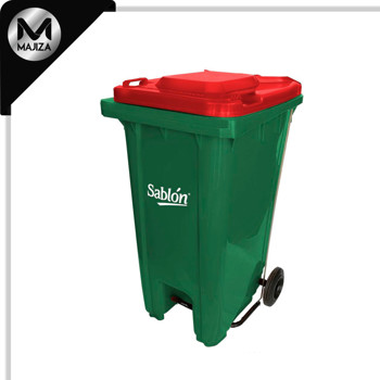 Producto - 8359RJ CESTO 240L VERDE TAPA ROJA C/PEDAL