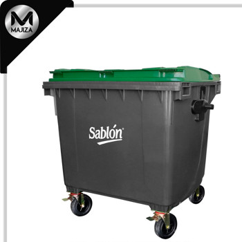 Producto - 7624GR CONTENEDOR 660L GRIS TAPA VERDE S/ PEDAL