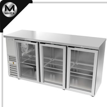 Producto - ABBC-24-72 HC REFRIGERADOR DE CONTRA BARRA EN VINYL NEGRO - 3 PUERTAS SOLIDAS - CERRADURAS EN PUERTAS - LUZ INT. - SLIM LINE