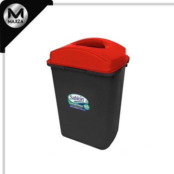 Producto - 8169RJ CESTO 65L NEGRO TAPA ELÍPTICA ROJA