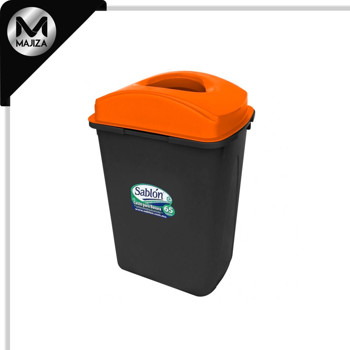 Producto - 8468NA CESTO 80L NEGRO TAPA ELÍPTICA NARANJA
