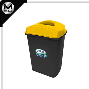 Producto - 8163AM CESTO 65L NEGRO TAPA ELÍPTICA AMARILLA